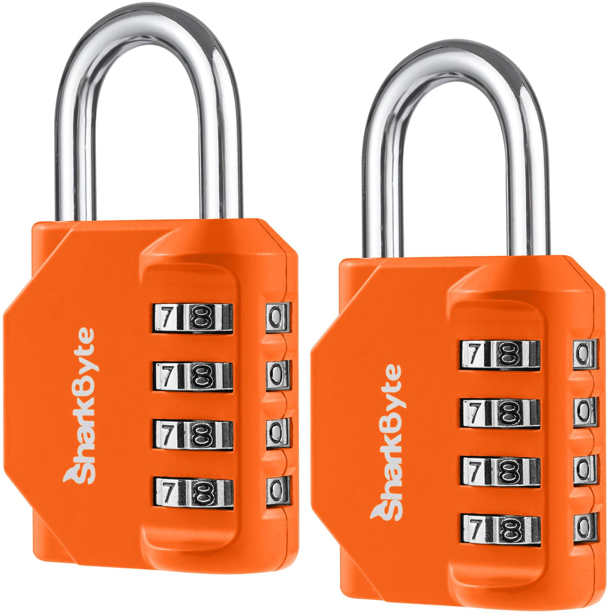 SharkByte Heavy Duty Combination Padlock – 4-Digit Weatherproof Outdoor Lock with Stainless Steel Shackle, Anti-Rust Resettable Code for Gym, School, Locker, Shed, Toolbox, Gate & Warehouse - Red