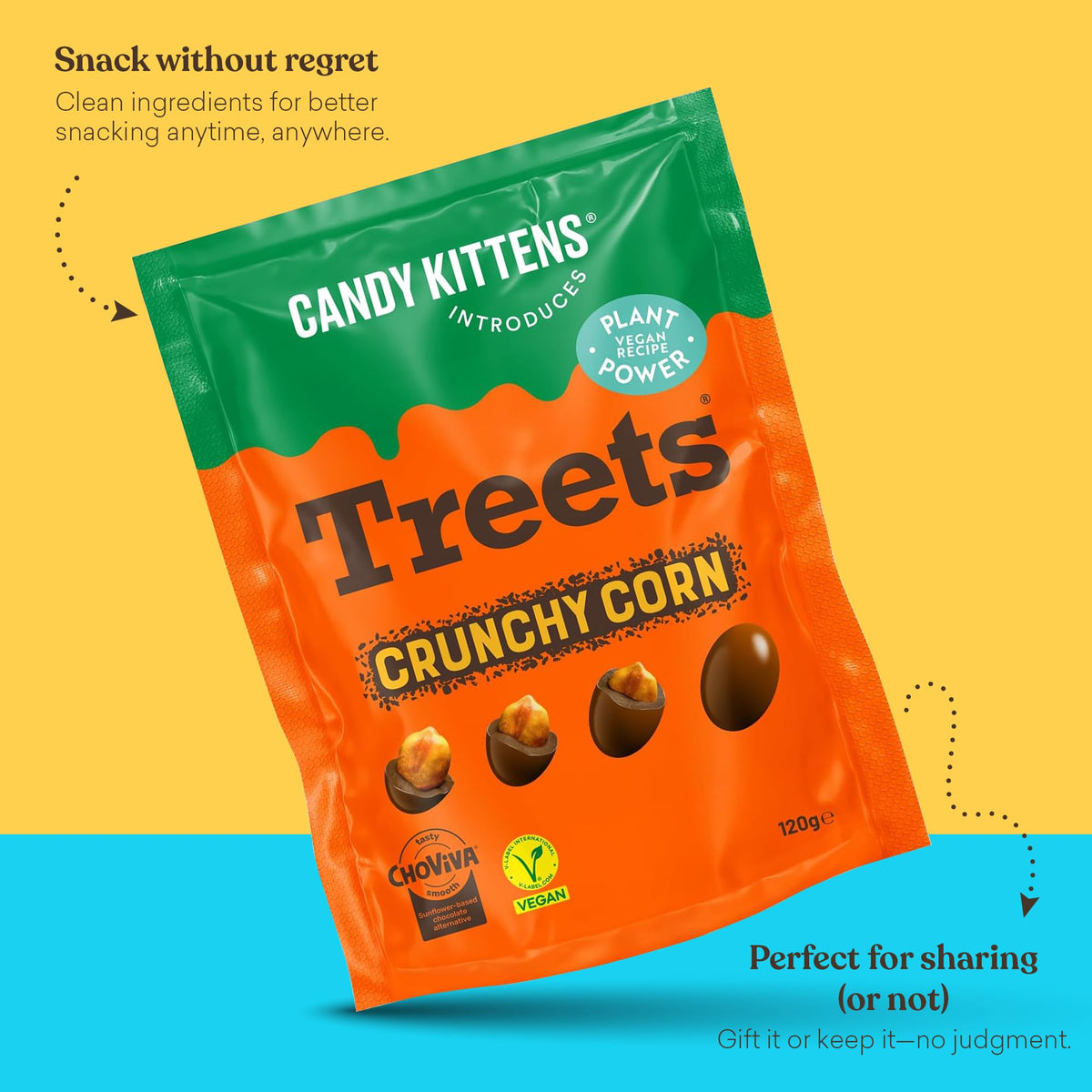 Candy Kittens Treets Rice Crispy Vegan Chocolate Snack, 120g, 1 Pack