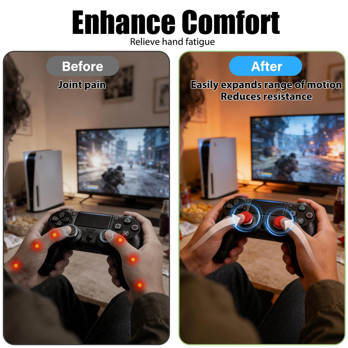 FPS White Thumb Grips for PS4 PS5 Controller Thumbsticks Thumb Stick