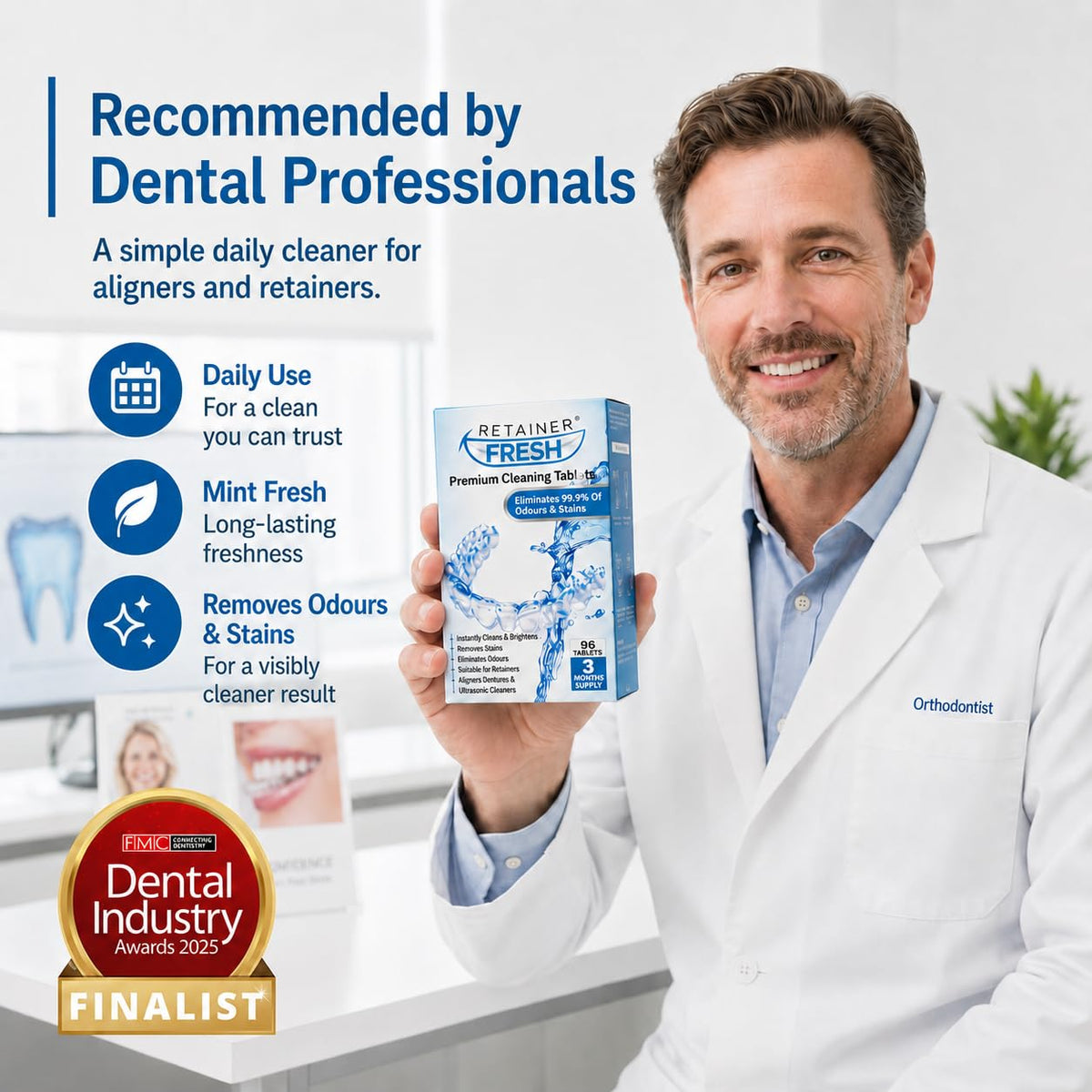 Retainer Fresh Retainer Cleaner Tablets 120 Tablets 4 Month Denture Cleaner