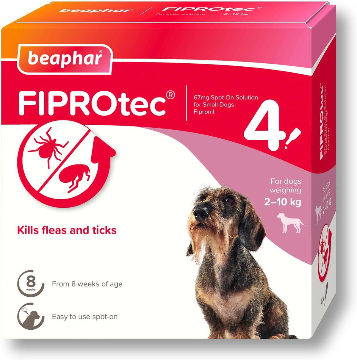 Beaphar - FIPROtec Spot-On Flea & Tick Treatment for Medium Dogs 10-20kg - 6 Pipettes - Kills Fleas & Ticks – Veterinary Medicine - Easy to Apply Monthly - Suitable for Dogs & Puppies from 8 Weeks