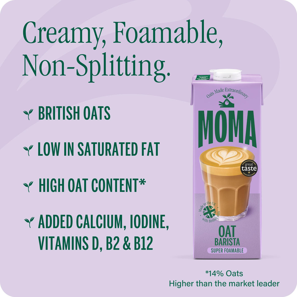 MOMA Pistachio Oat Drink • 1L • No Added Sugar • Vegan, Nut Free & GF
