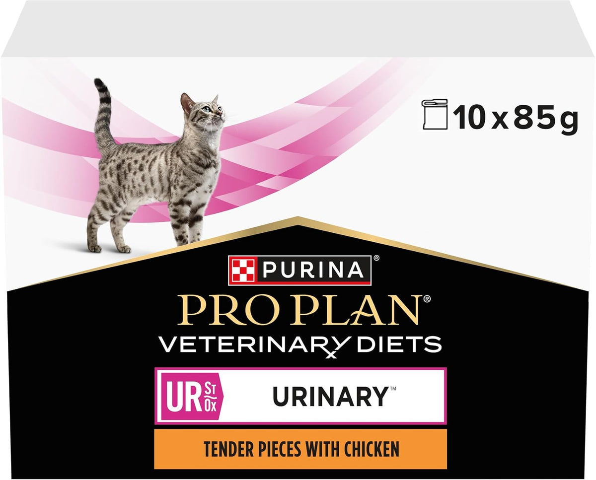PRO PLAN VETERINARY DIETS UR Urinary Chicken Wet Cat Food 10x85g (Pack of 4)