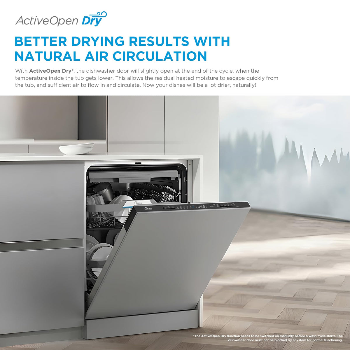 Midea 60cm Freestanding Dishwasher, 14 Settings, Stainless Steel