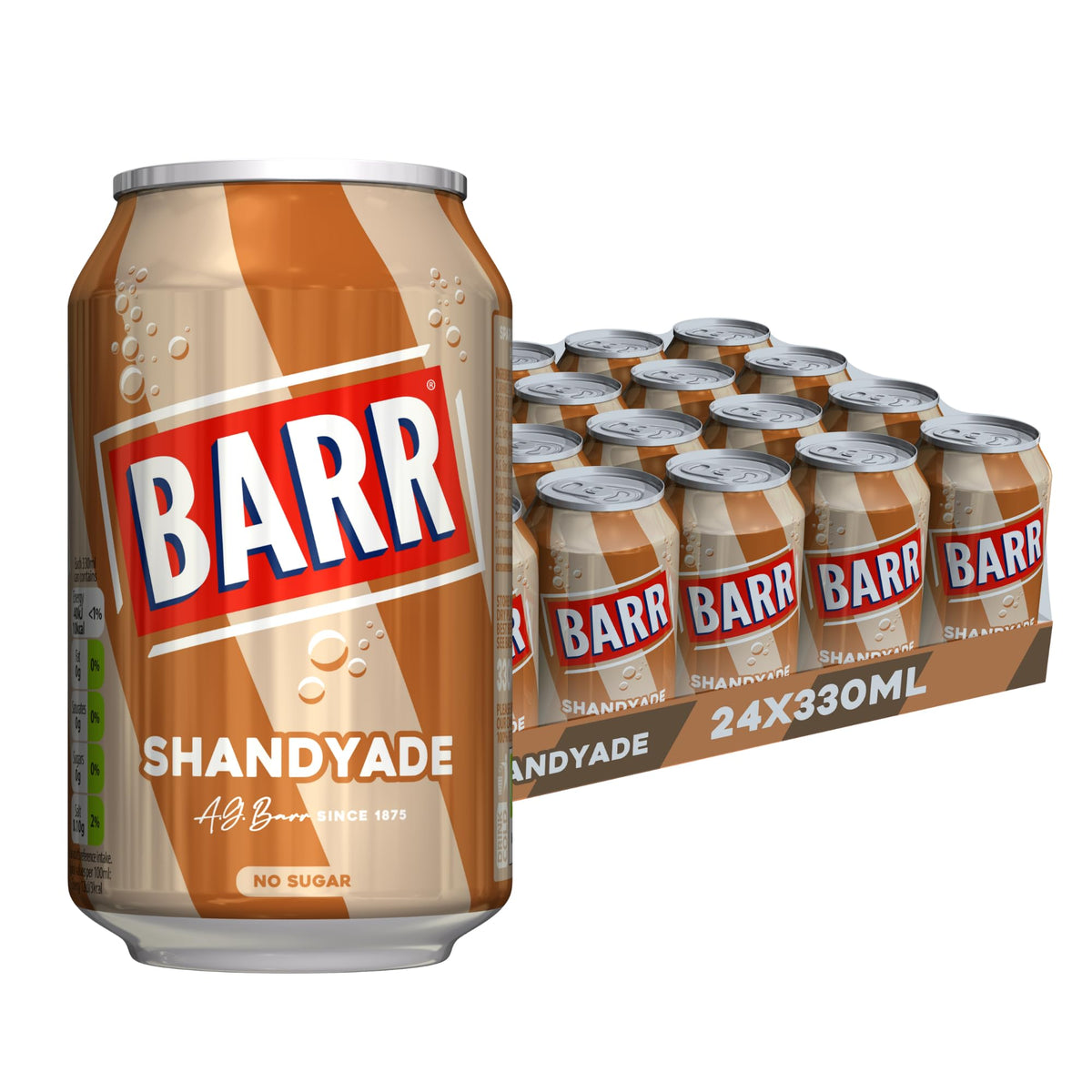 Barr Cream Soda Zero Sugar Sparkling Soft Drink, 24 Pack, 330ml Cans