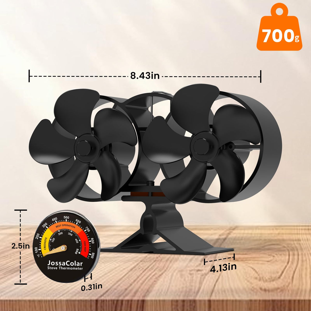 JossaColar Log Burner Fan Silent Operation | 6-Blade Stove Fans Log Burners | Wood Burner Fans Heat Powered | Fan for Wood Burning Stove | Fireplace Accessories Tools