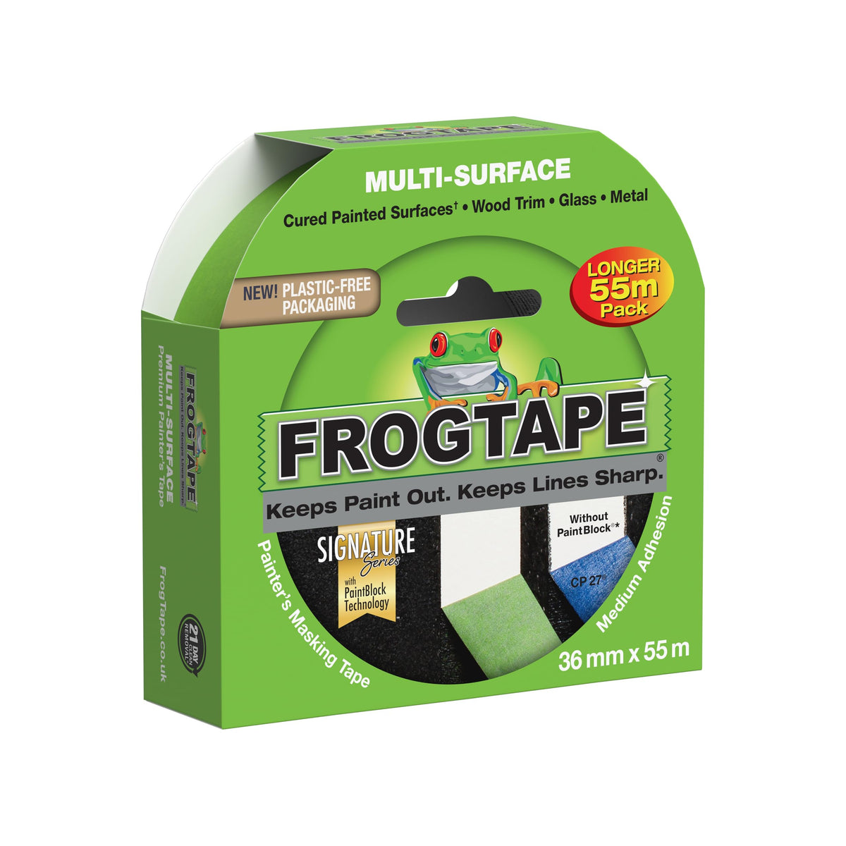 Frog Tape Green Multi Surface Painters Masking Tape, Indoor Painting and Decorating For Sharp Lines and No Paint Bleed 24mm x 55m