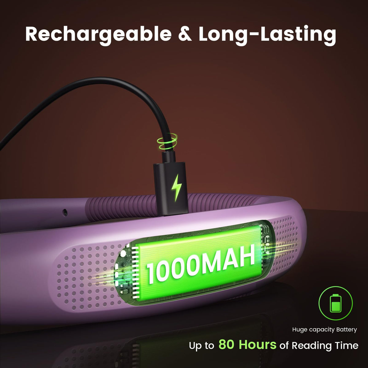 Glocusent Reading Light, Original LED Neck Lights 3 Colors 6 Brightness