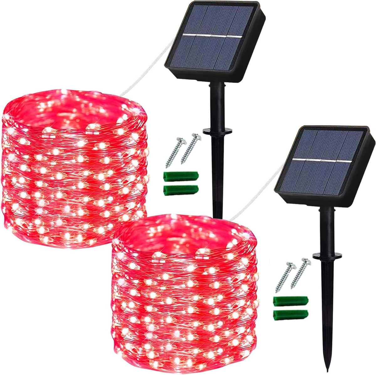 Lezonic 2Pack Solar String Lights Waterproof,12M/40Ft 120LED Garden Lights