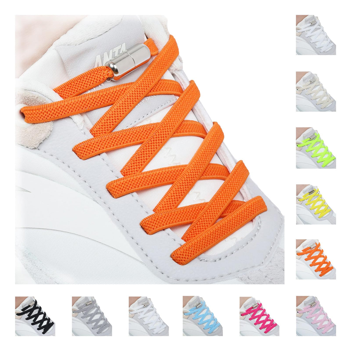 Handshop 2 Pairs Elastic Laces, No Tie Shoelaces for Trainers