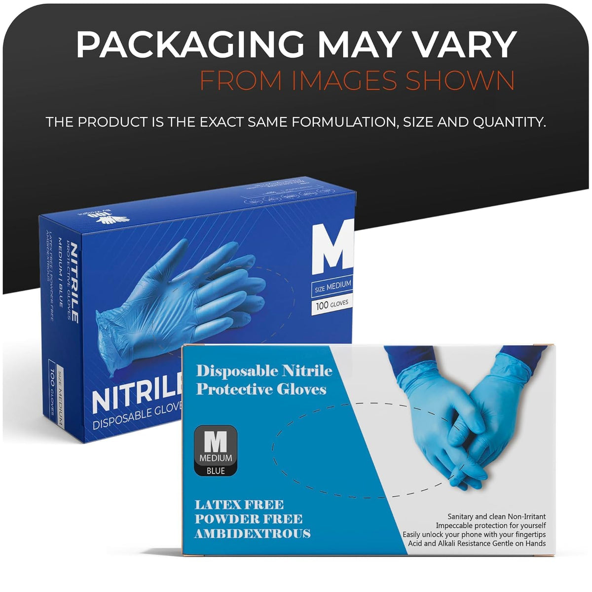 Surgicals Powder Free Nitrile Gloves, Food Grade, Hand Disposable Gloves - 100 Count - Blue (100, Large)