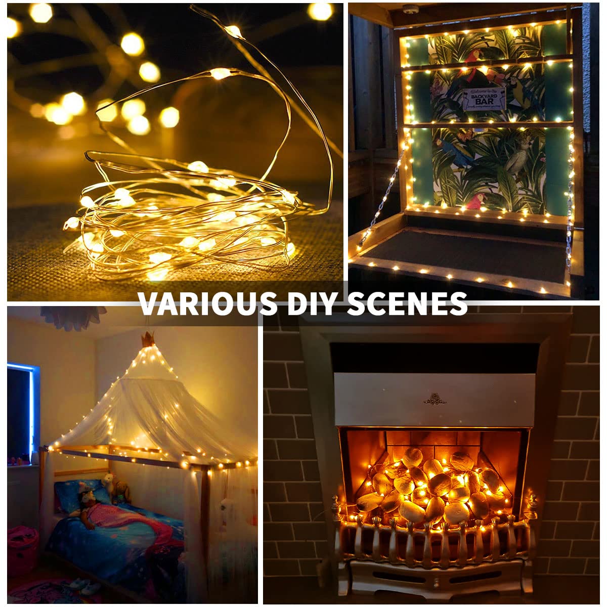 Dalugo Orange Fairy Lights, 3M/10ft Amber Fairy Lights, 30 LED Halloween Battery Lights for Autumn Halloween Christmas Decorations, Fireplace, Home Decor