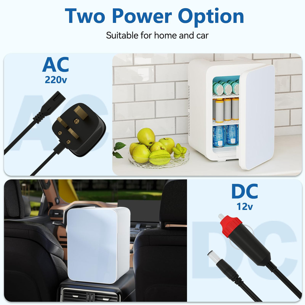 ARTETHYS Mini Fridge for Bedrooms, 20L Small Car Fridges