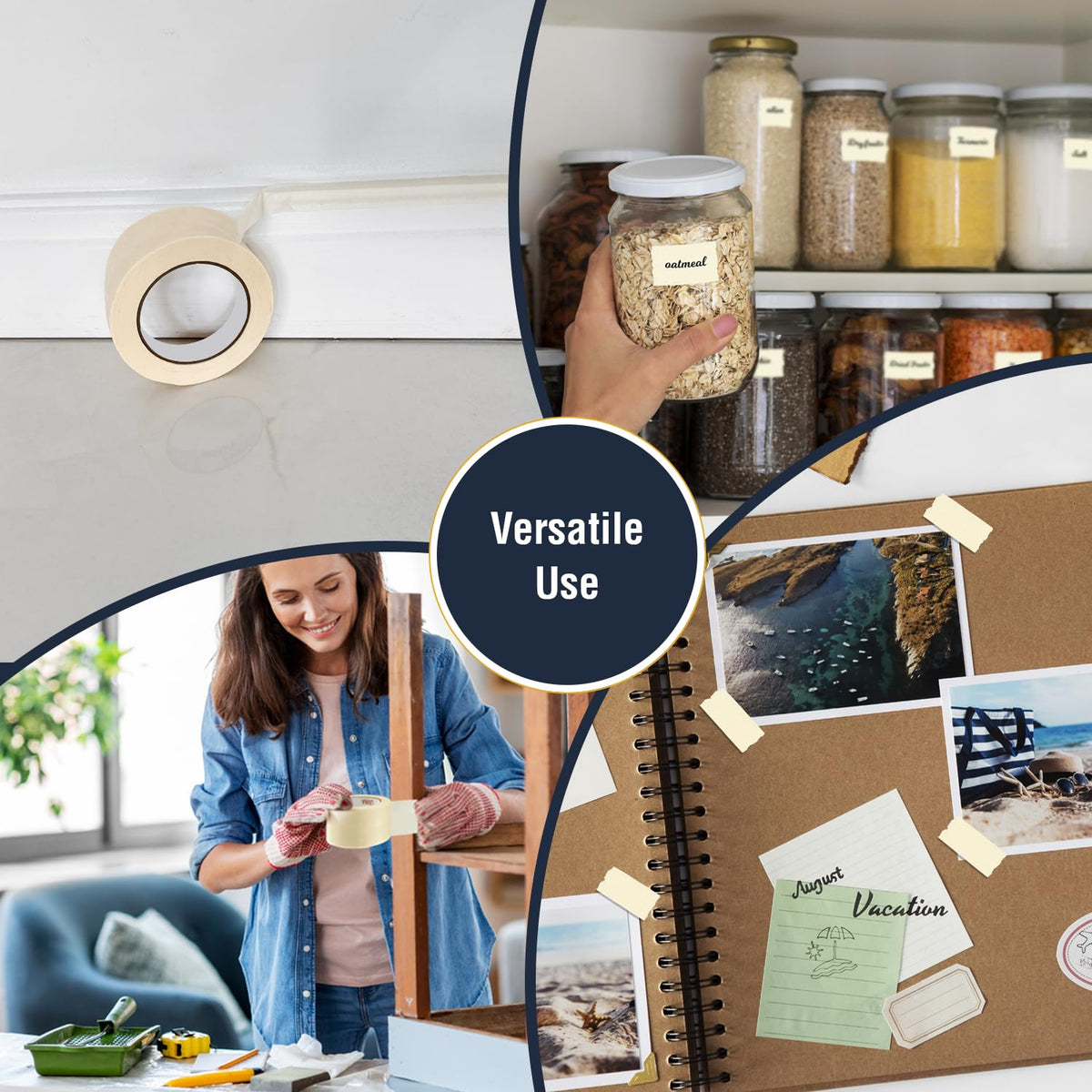 ARVO Masking Tape for Painting – 50 mm x 50 m Decorators Painters Tape | Medium-High Adhesion, Crepe Paper for Walls, Trim & Multi-Surface Indoor Decorating – Pack of 2