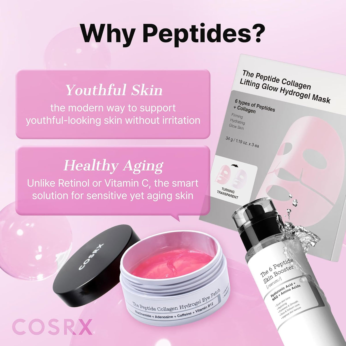 COSRX 6 Peptide Collagen Booster Serum 150ml, Face Toner with Niacinamide
