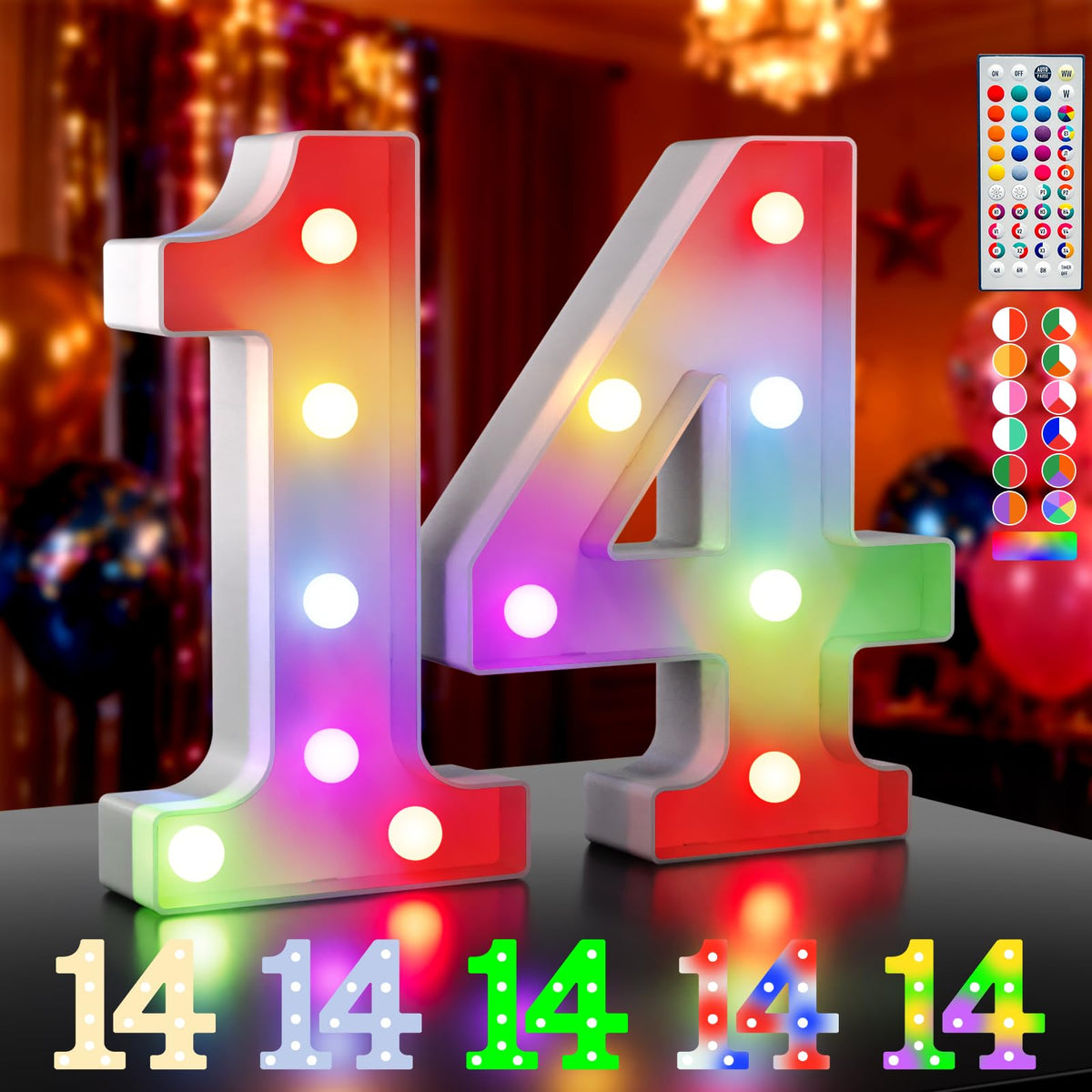 Ledido Pink Glitter Light Up Number 80 for 80th Birthday Decorations