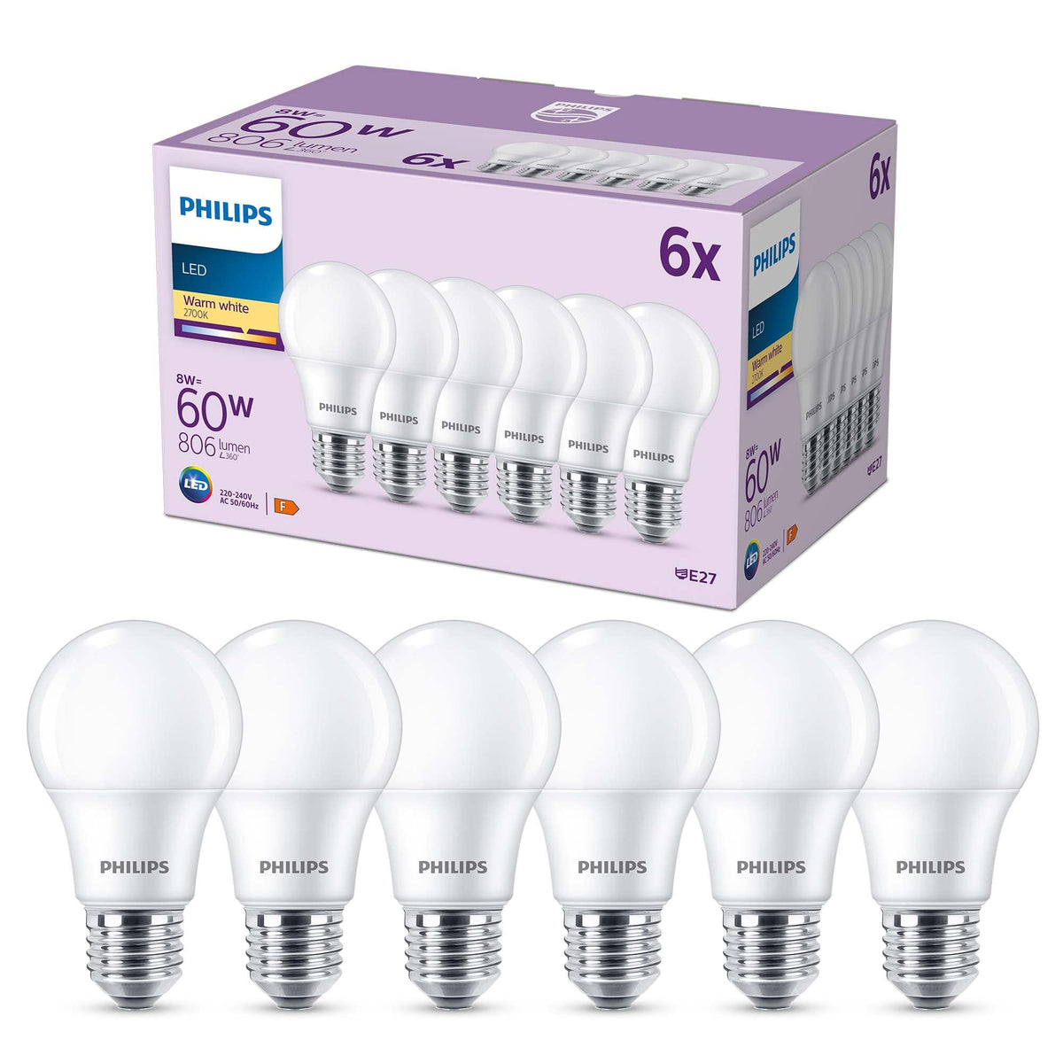 PHILIPS LED Frosted A67 Light Bulb 3 Pack [Warm White 2700K - E27 Edison Screw] 100W, Non Dimmable. for Home Indoor Lighting