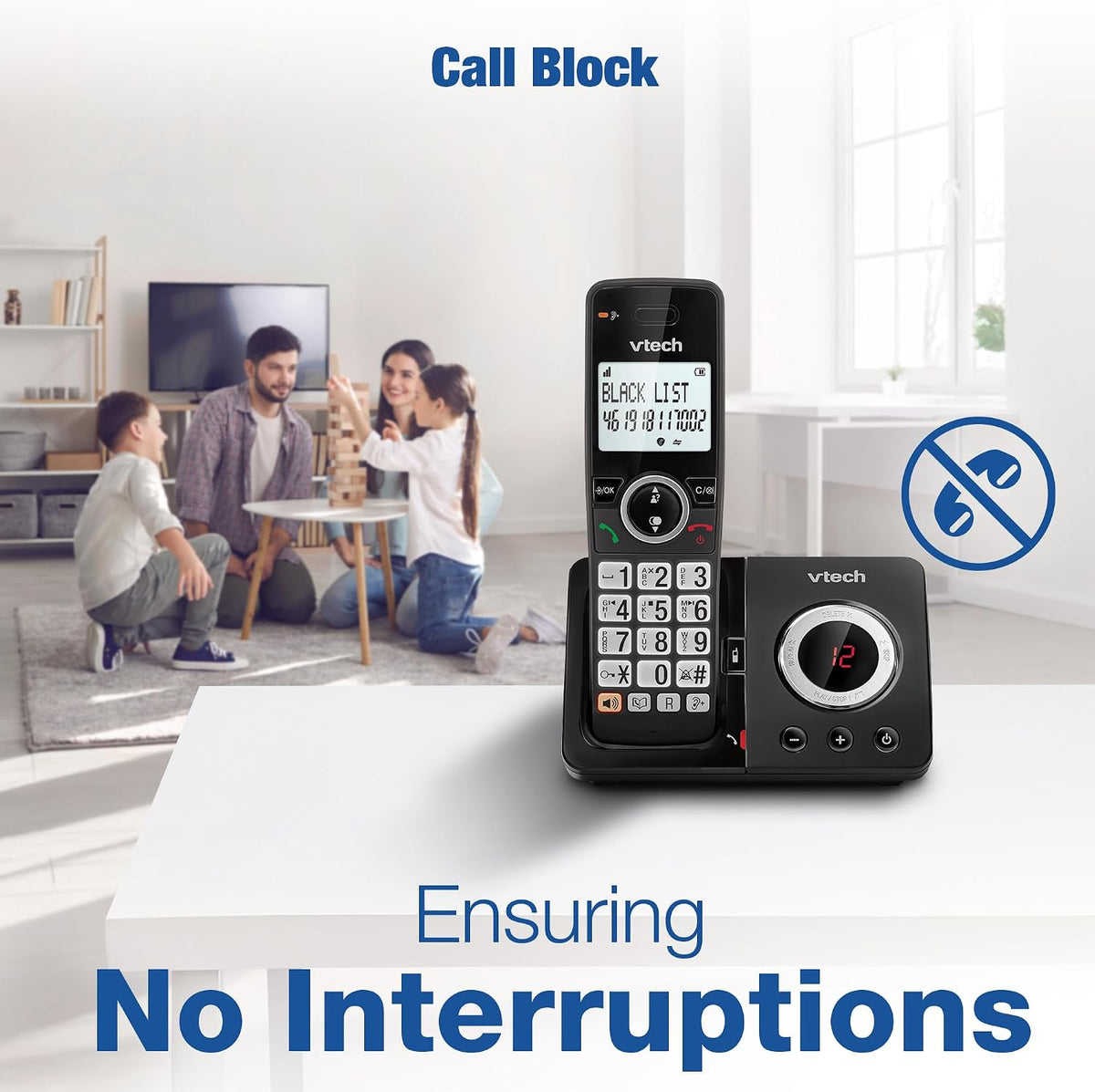 VTech EA5050 DECT Cordless Phone with Answering Machine,Nuisance Call Blocker, Volume Booster, Easy-to-Read Backlit Display, 18 Hours Talk-time, Handsfree Speakerphone, Single Handset
