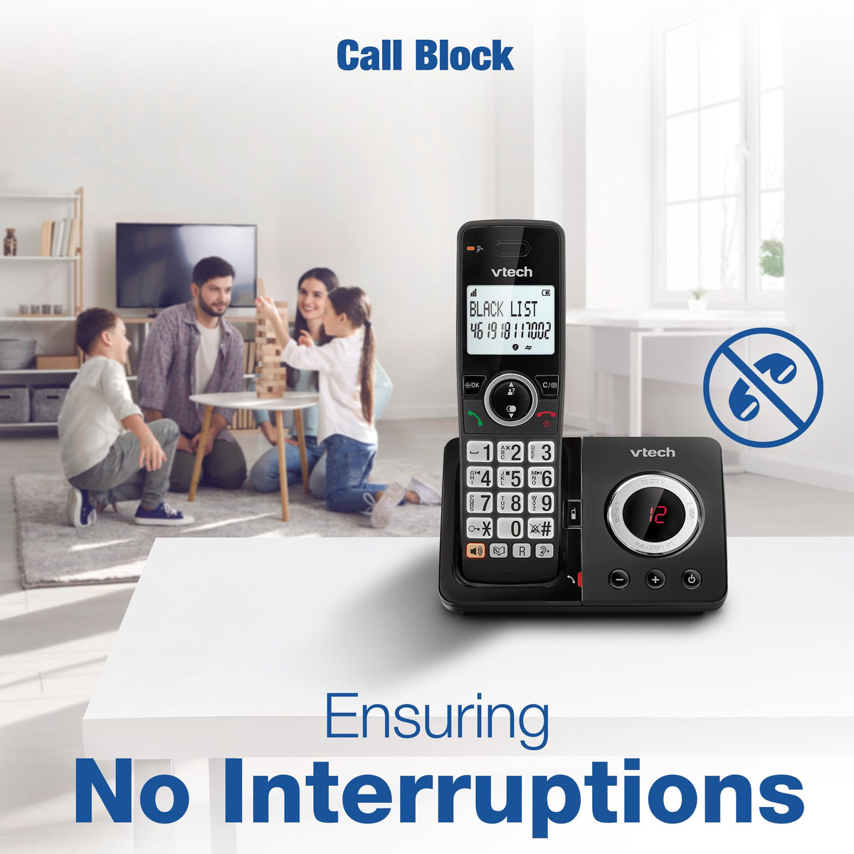 VTech EA5050 DECT Cordless Phone with Answering Machine,Nuisance Call Blocker, Volume Booster, Easy-to-Read Backlit Display, 18 Hours Talk-time, Handsfree Speakerphone, Single Handset