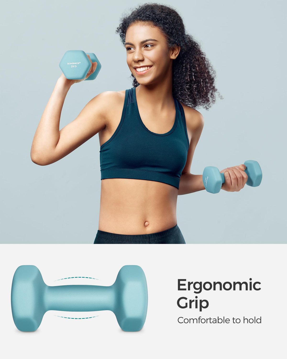 SONGMICS Set of 2 Hex Dumbbells with Neoprene Coating for Strength Training, Fitness, Home Workout
