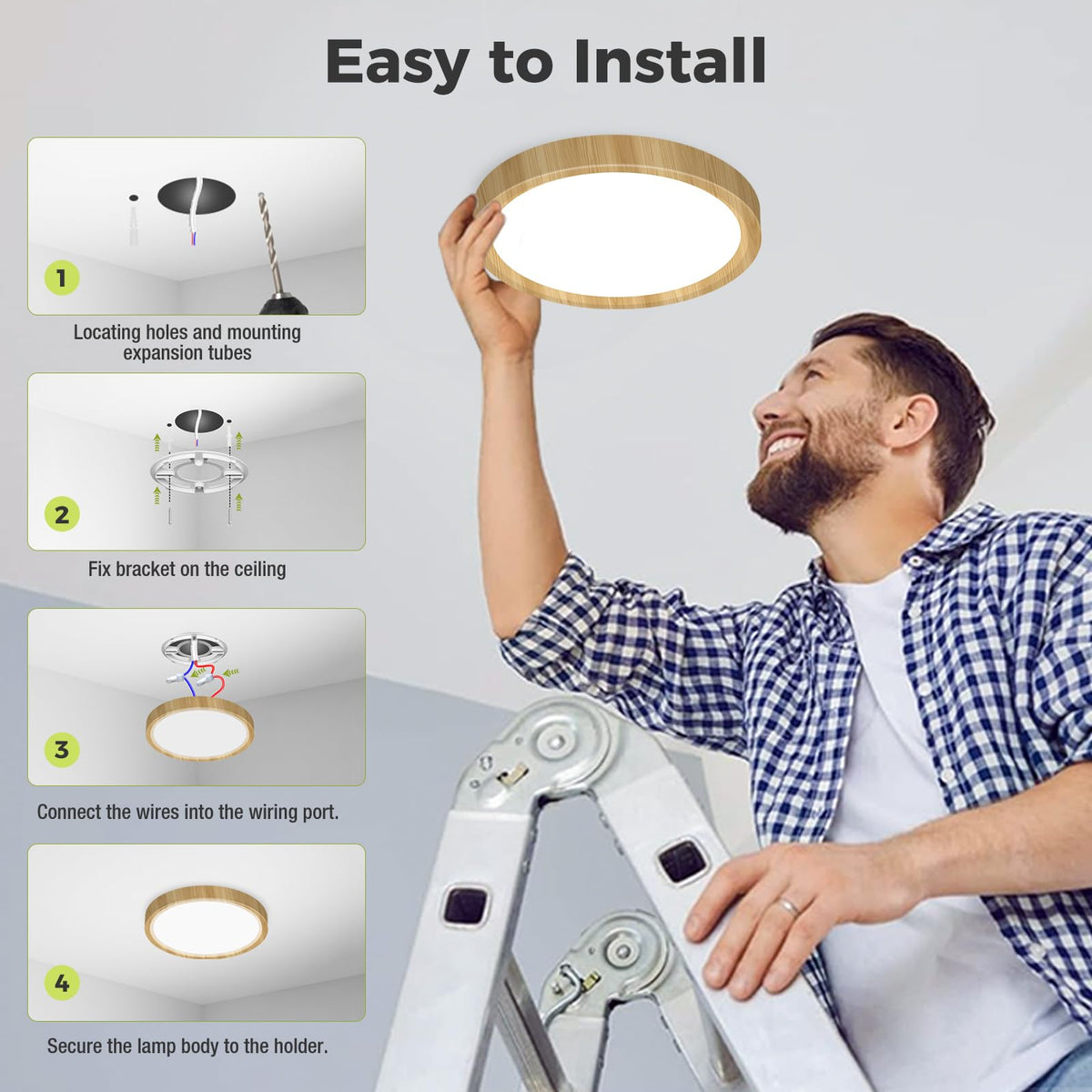 hepside Bathroom Light, 3000K/4000K/6500K 3 Color Temperature LED Ceiling Light, 15W 1500LM, Waterproof, Round, Small, Modern, Flush Ceiling Light for Bathroom, Kitchen, Bedroom, Black