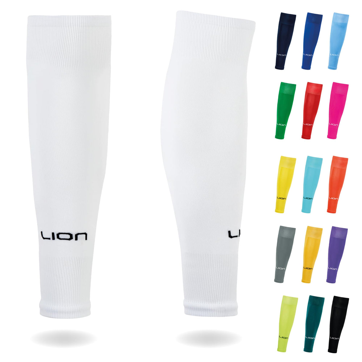 LION SPORTSWEAR Football Sock Sleeves To Accompany Grip Socks - Fits Over Calf/Shin Pads - Variety Of Colors To Match Your Team Kit
