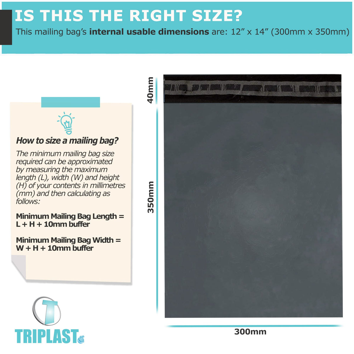 Triplast 6 x 9-Inch Plastic Mailing Postal Bag - Grey (Pack of 100)