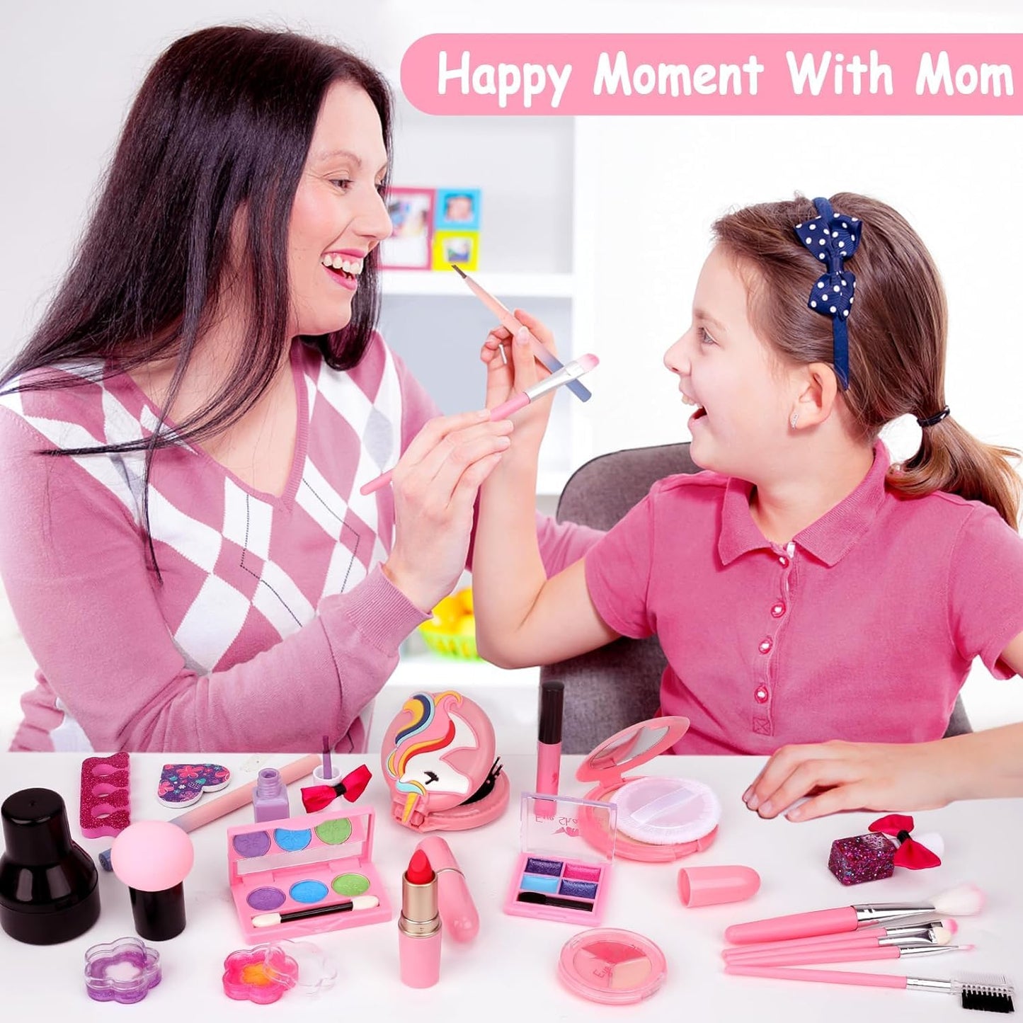 Flybay Kids Makeup Sets for Girls, Washable Make Up Set Girl Toys, Girls Make Up Set with Vanity Case, Princess Play Games Children Toys Christmas Birthday Gifts for Girl Ages 4-9