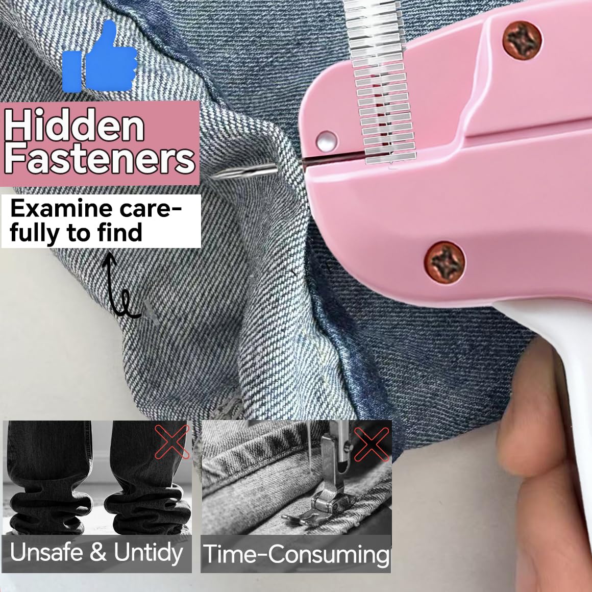 Stitchy Quick Clothing Fixer, Mini Stitch Gun for Clothes, Clothing Stitch Tagging Gun with Case,Stitchy Tool with 6 Needles,1500 Black & 1500 White 5mm Micro Fasteners