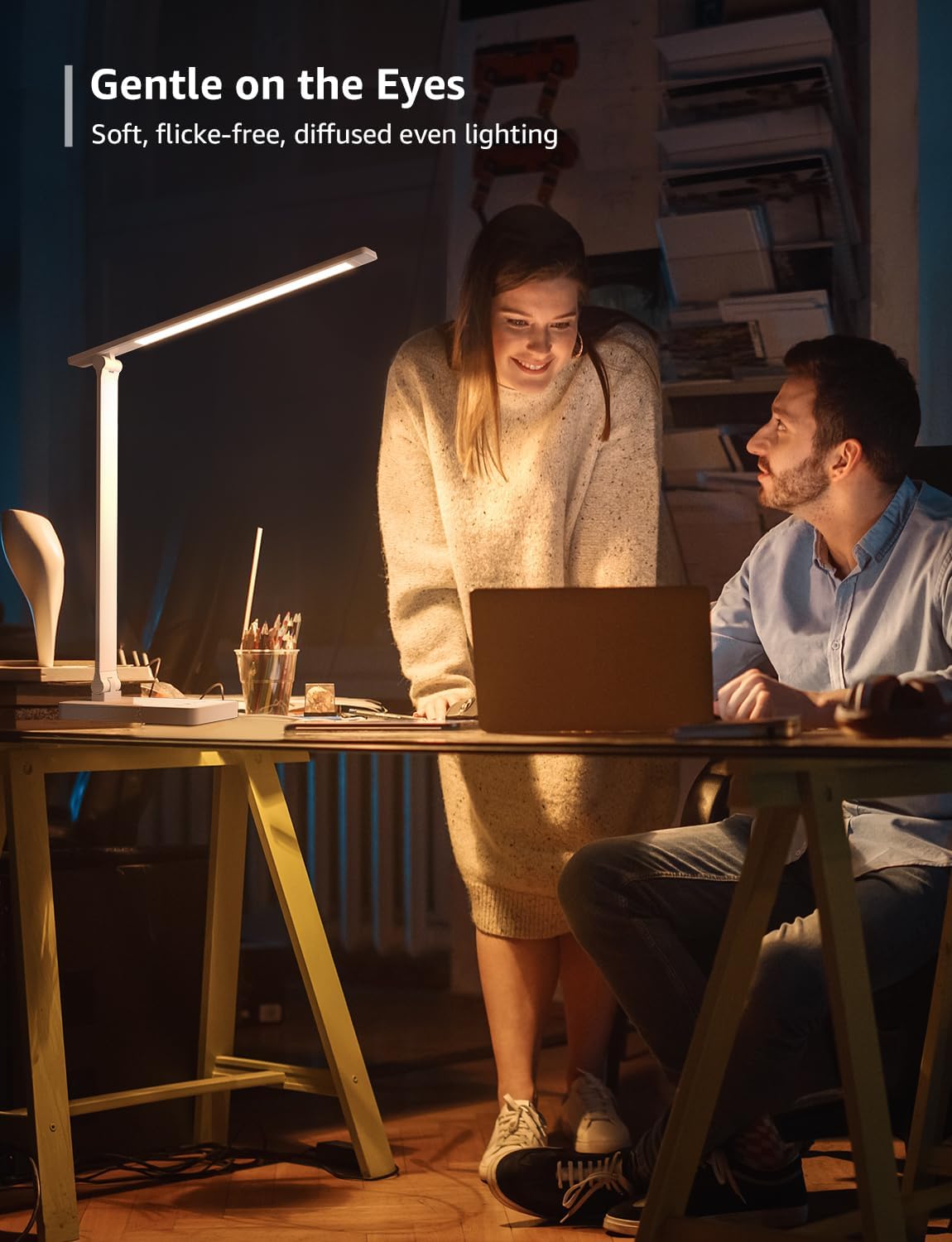 Lepro Desk Lamp, 800lm LED Desk Lamp with Power Adapter, Dimmable, Eye-Care