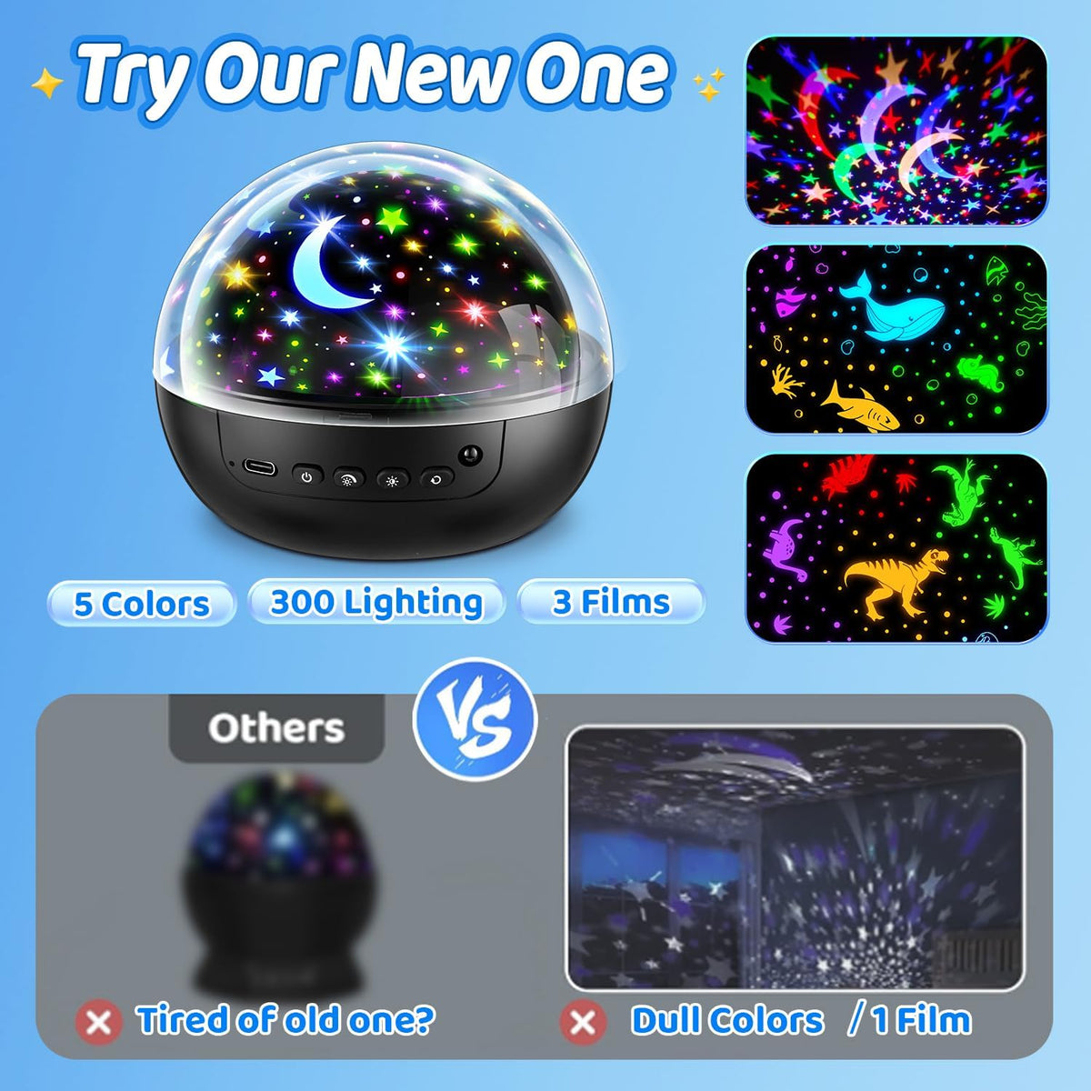 Night Light Projector 93 Lighting Mode,Baby Toys Gift Dimmable+Timer+Remote