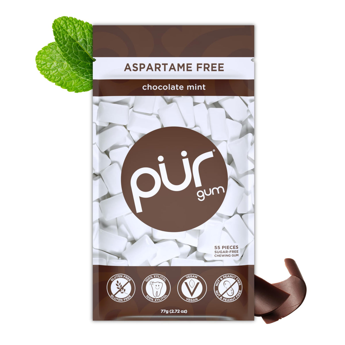 PUR Gum, Spearmint, Xylitol Gum, No Artificial flavour, 55 Count