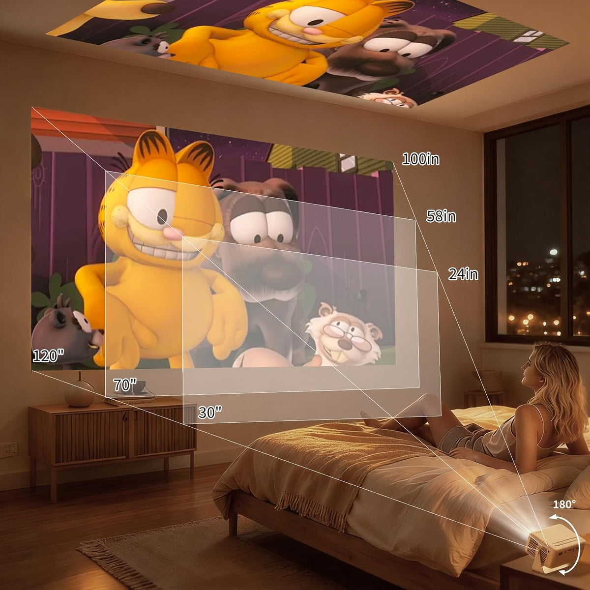 Yoton Y3 Mini Projector, 317g Ultra-Portable, 360° Rotating, Auto Keystone
