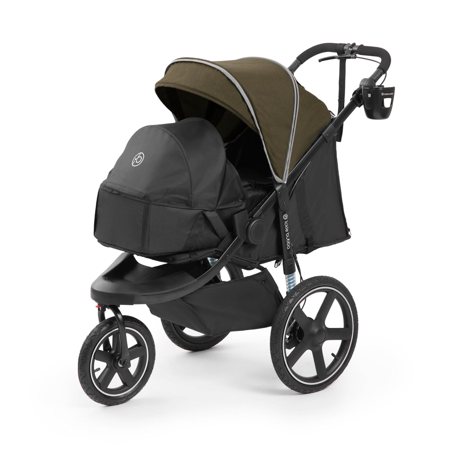 Ickle Bubba Venus Jogger Pro Max Stroller (Charcoal Grey) – All-Terrain 3-Wheel Pushchair from Birth to 22kg, Waterproof Hood & Footwarmer, Adjustable Handle, Cup Holder & Self-Locking Fold