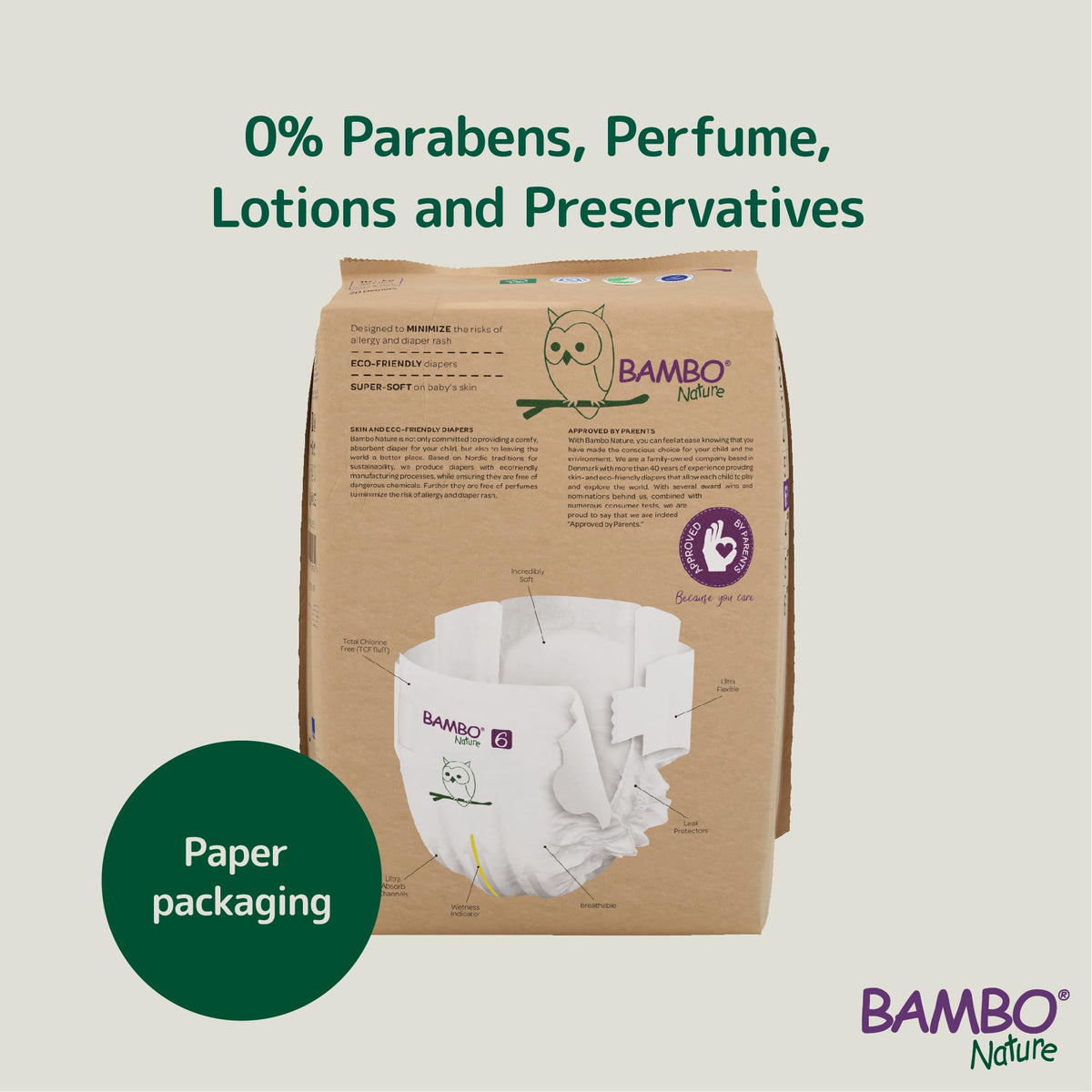 Bambo Nature Premium Eco Nappies, Premature Size 0 (2-7lb/1-3kg), XXS, Pack of 24, Eco-Labelled Nappies, Enhanced Leakage Protection, Secure and Comfortable Baby Nappy