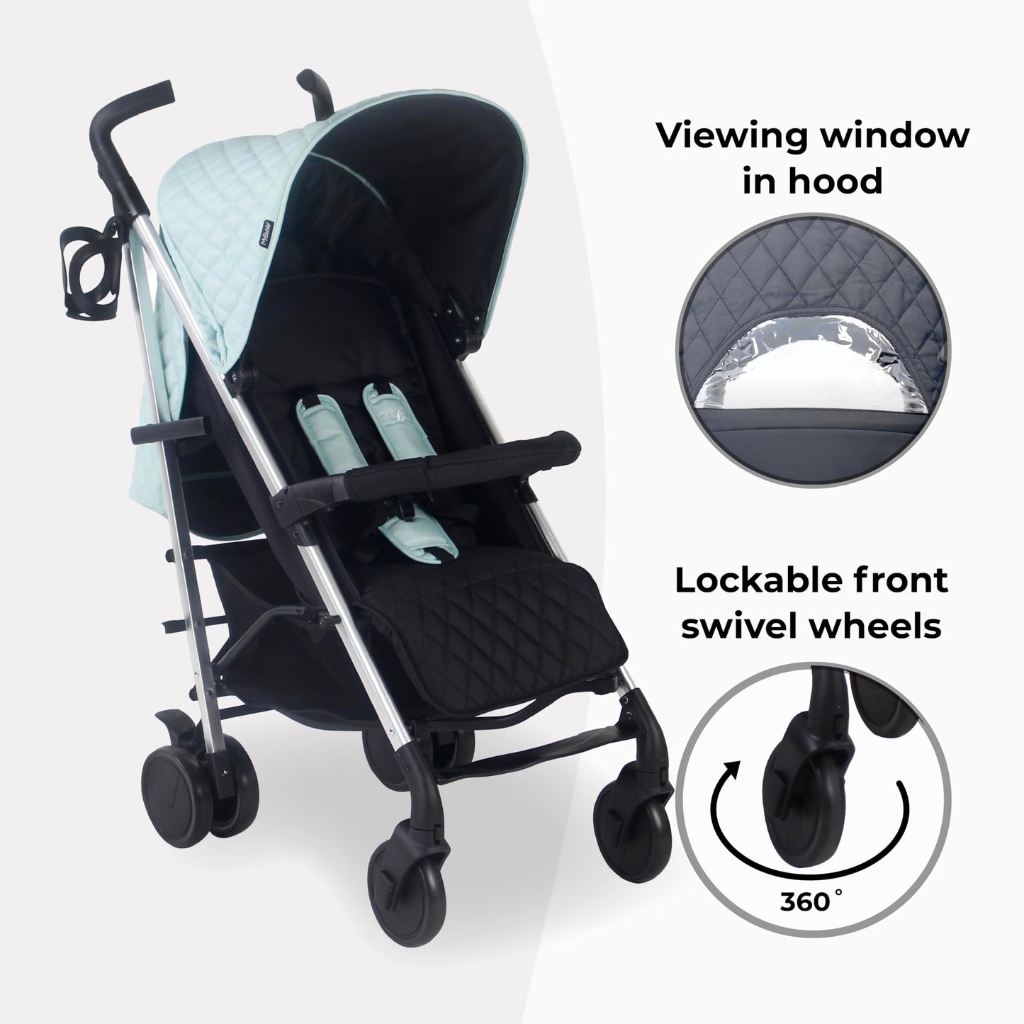 My Babiie MB51 Stroller – from Birth to 4 Years (22kg), Lightweight, Umbrella Fold, Travel Buggy for Toddlers, Pushchair Includes Footmuff, Cup Holder, Rain Cover - Blush Pink