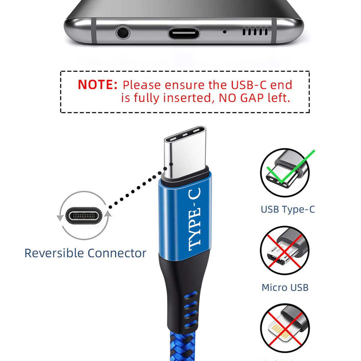 USB C Charger Cable 3M 3Pack,Extra Long USB to USB C Fast Charging Cable Braided,3A USB Type C Lead Fast Charge Compatible with Samsung Galaxy S21 S22 Plus S23 S20 S10,A54 A21s A20e,Xperia,PS5,Switch
