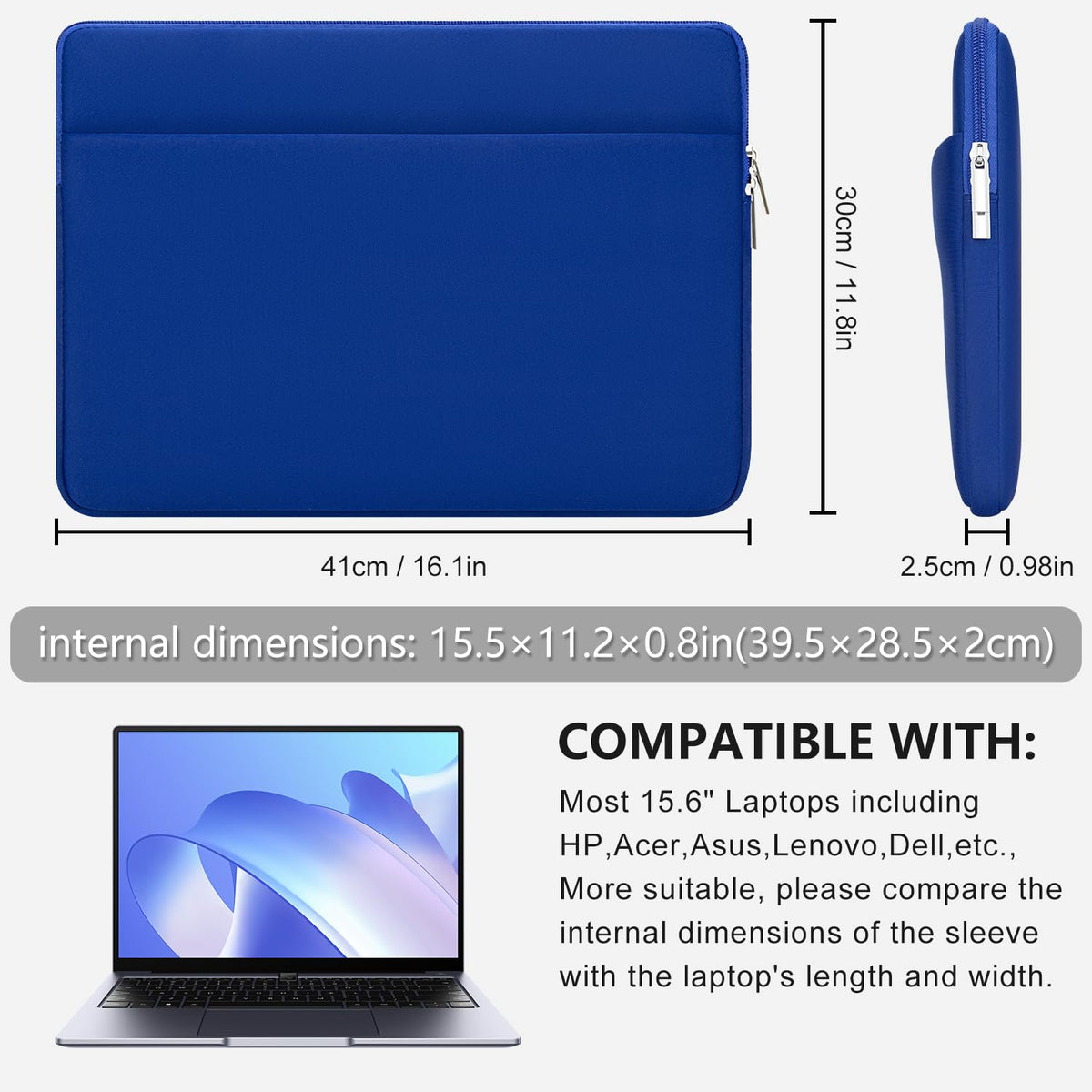 Laptop Case Compatible with 15 to 16 Inch MacBook HP Acer Asus Notebook with Zip Accessory Bag Padded Laptop Sleeve Case Protective for 15 to 16 Inch Laptop