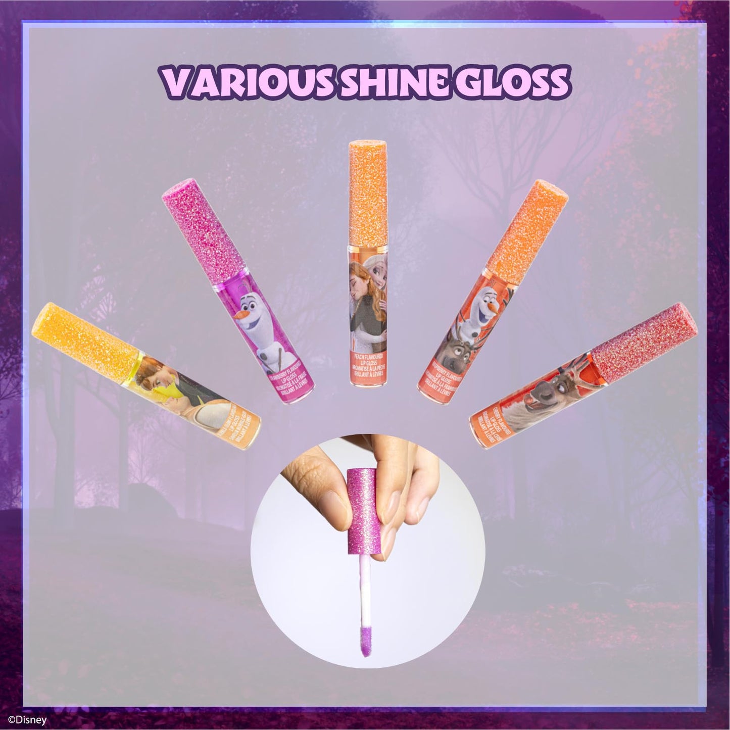 Disney Princess 12 Piece Plant Based Lip Gloss, Girls Party Favours, First Makeup Set for Girl, Perfect for Parties, Sleepovers and Birthday Gifts, Ages 3+, by Townley Girl