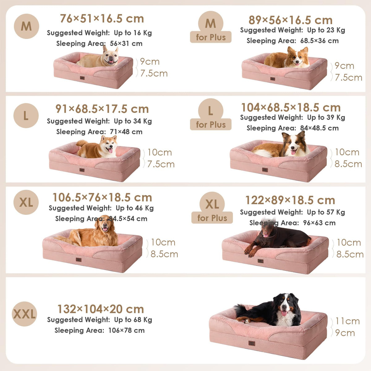 EHEYCIGA Memory Foam Orthopedic Dog Beds Large, 91x68x17cm, Dark Grey