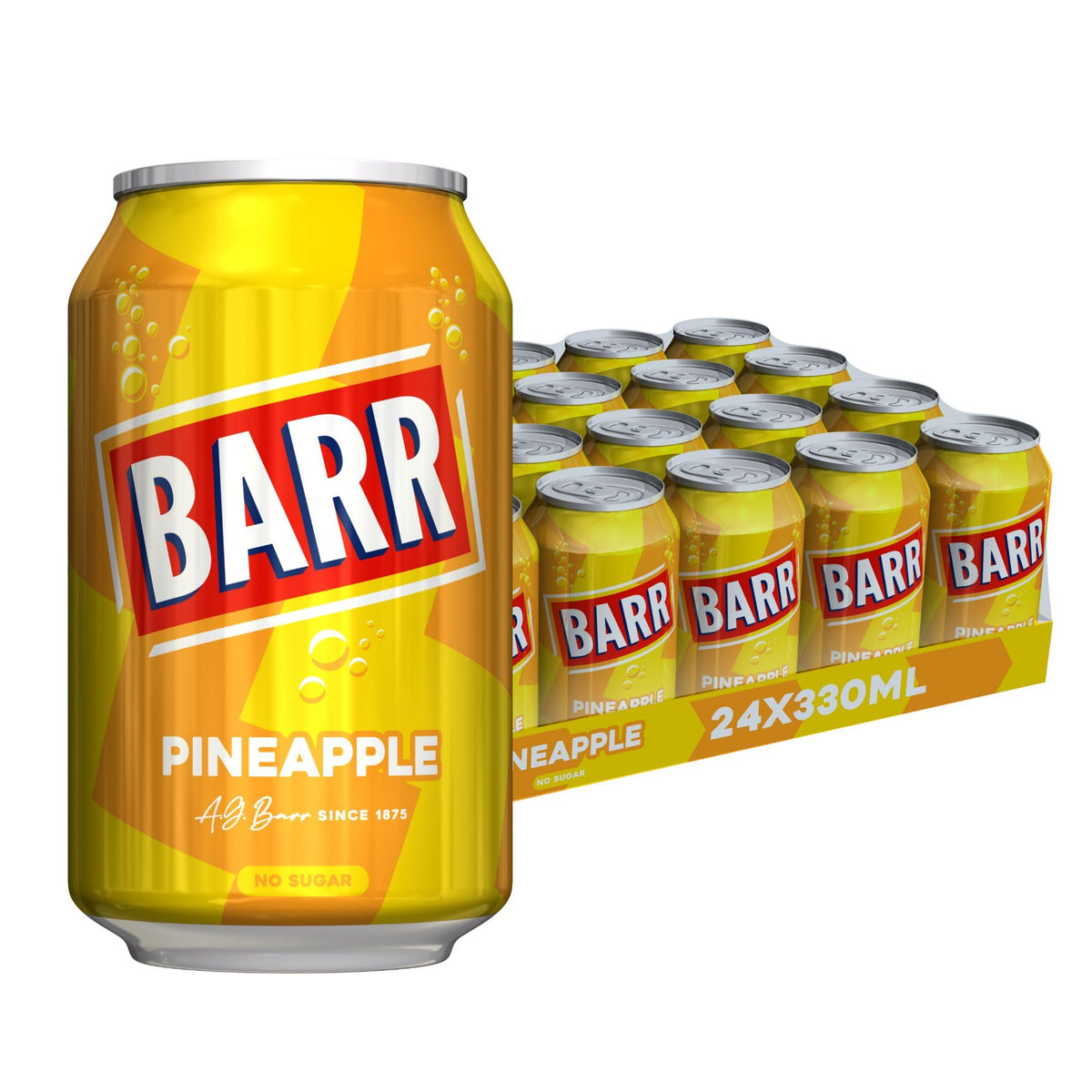 Barr Cream Soda Zero Sugar Sparkling Soft Drink, 24 Pack, 330ml Cans