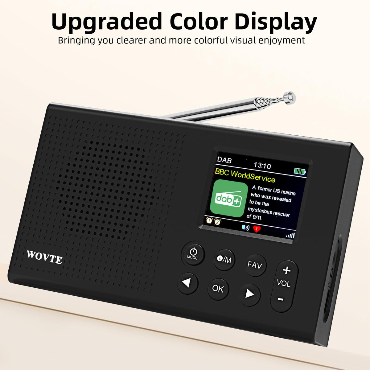 DAB Radio Portable, WOVTE DAB+ Digital Radio Rechargeable FM Radio