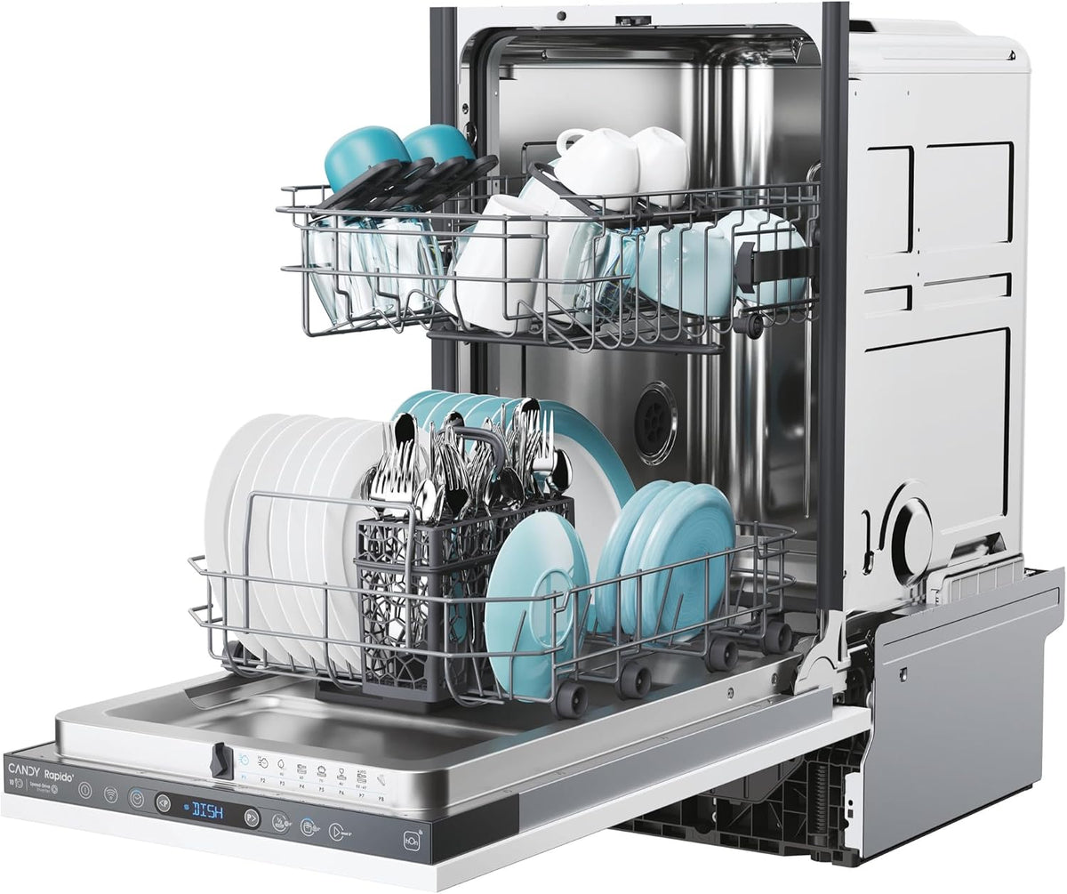 Candy Integrated Slimline Dishwasher, 9 Place Settings, E Class