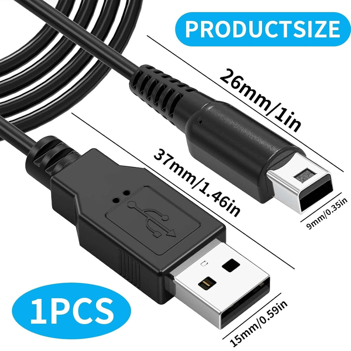 USB to DSi 3DS XL Universal Charging Cable Power Cord Adapter 1 PCS 1.2m