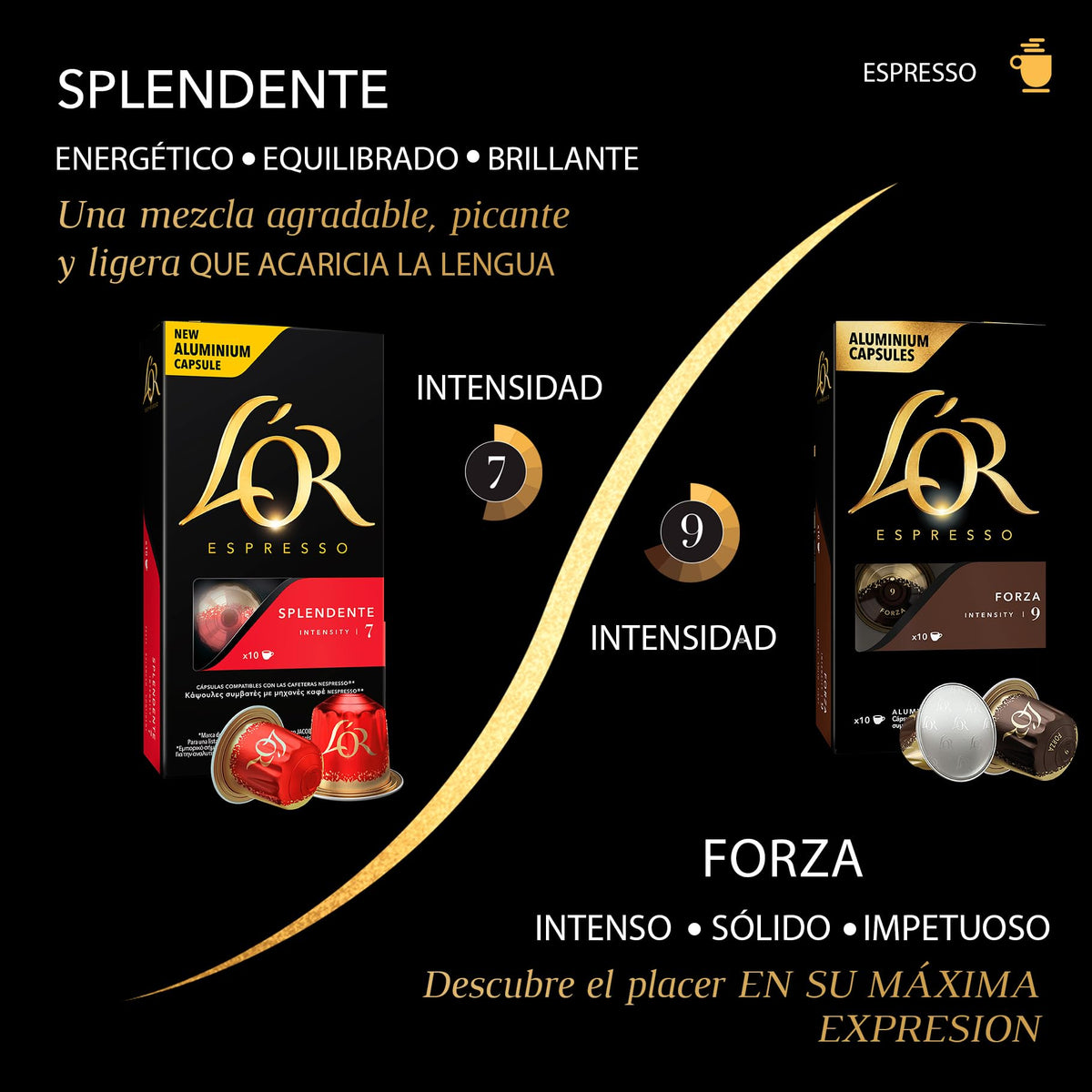 L'OR Espresso Intense Coffee Pods Variety Bundle (Pack of 12, Total 120 Capsules) Nespresso®* Compatible