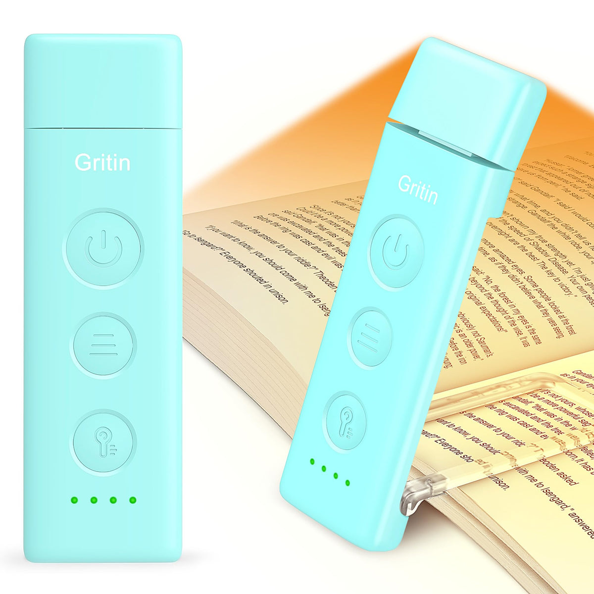 Gritin Book Light Rechargeable, Reading Light Lamp Clip on Book for Reading