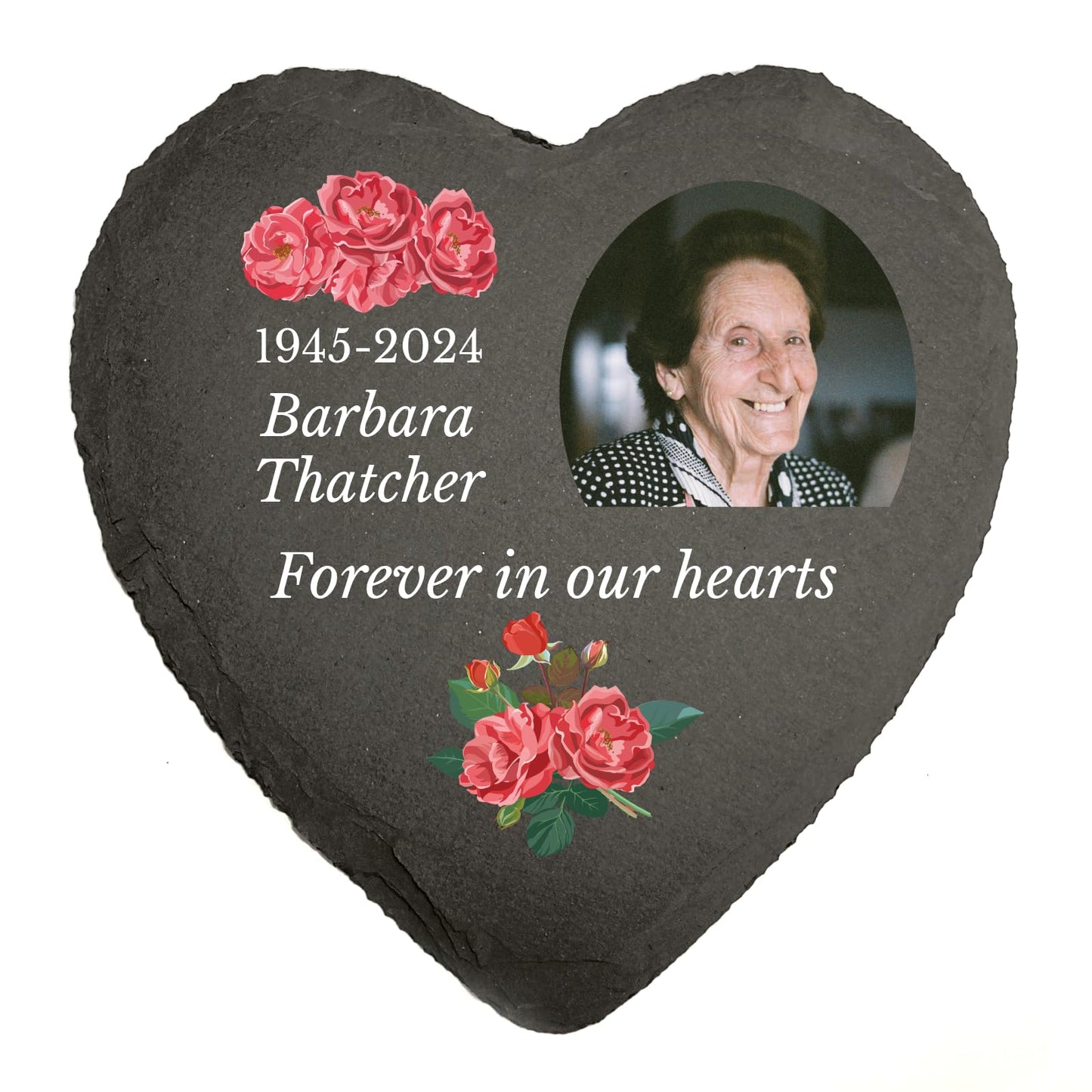 You Personalise Personalised UV Printed Photo Memorial Slate- Custom Message & Photo- Heart Slate, Optional Display Stand- Outdoor & Indoor Use- 100 x 100 mm