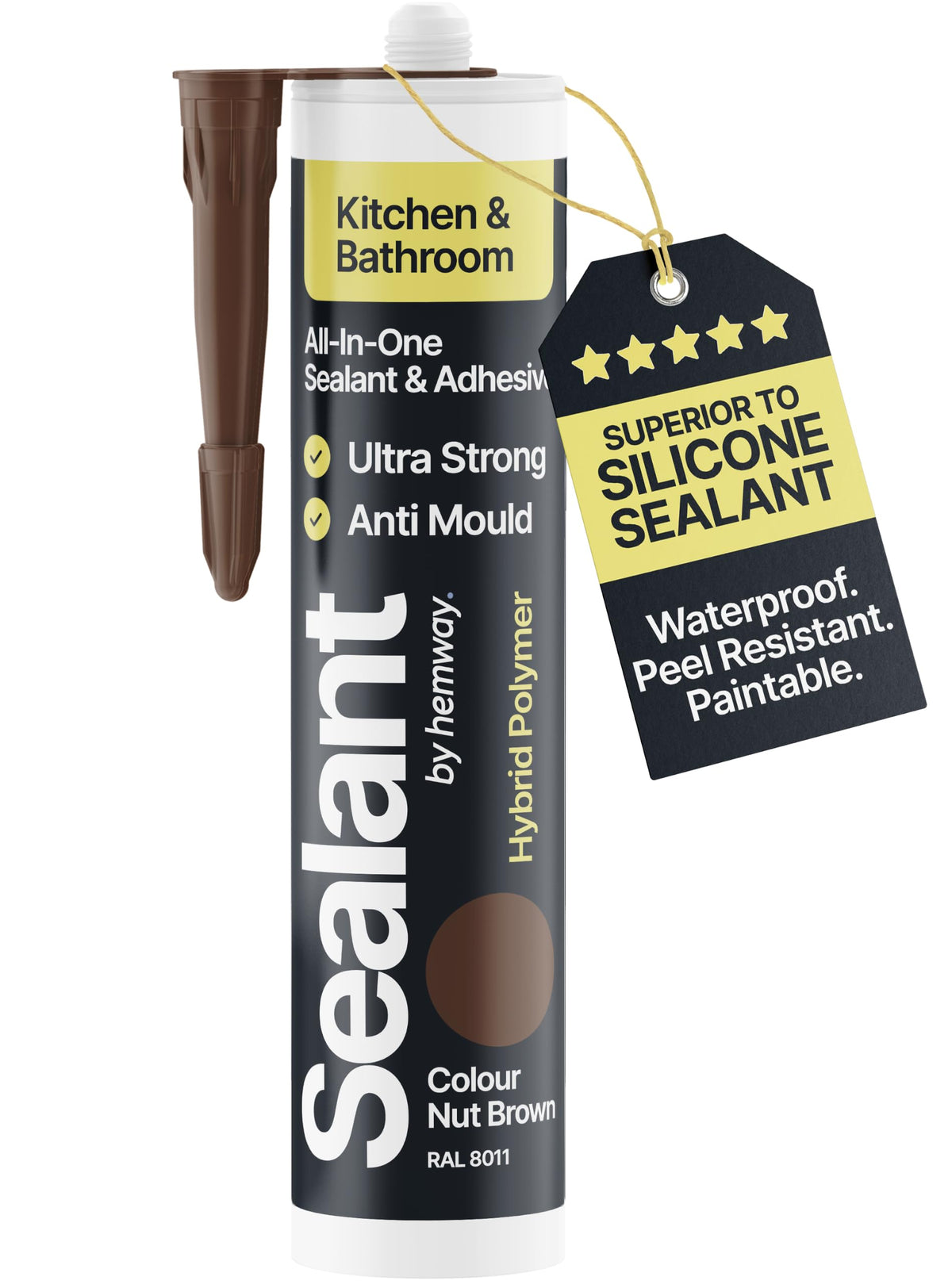 Hemway Kitchen & Bathroom Crystal Clear Sealant & Adhesive 300ml 3 Pack