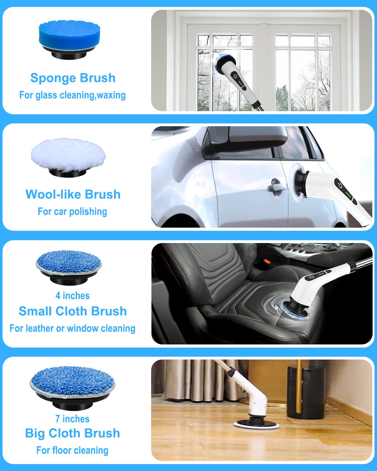 Leebein Electric Spin Scrubber, Cordless Cleaning Brush for Bathroom, Home