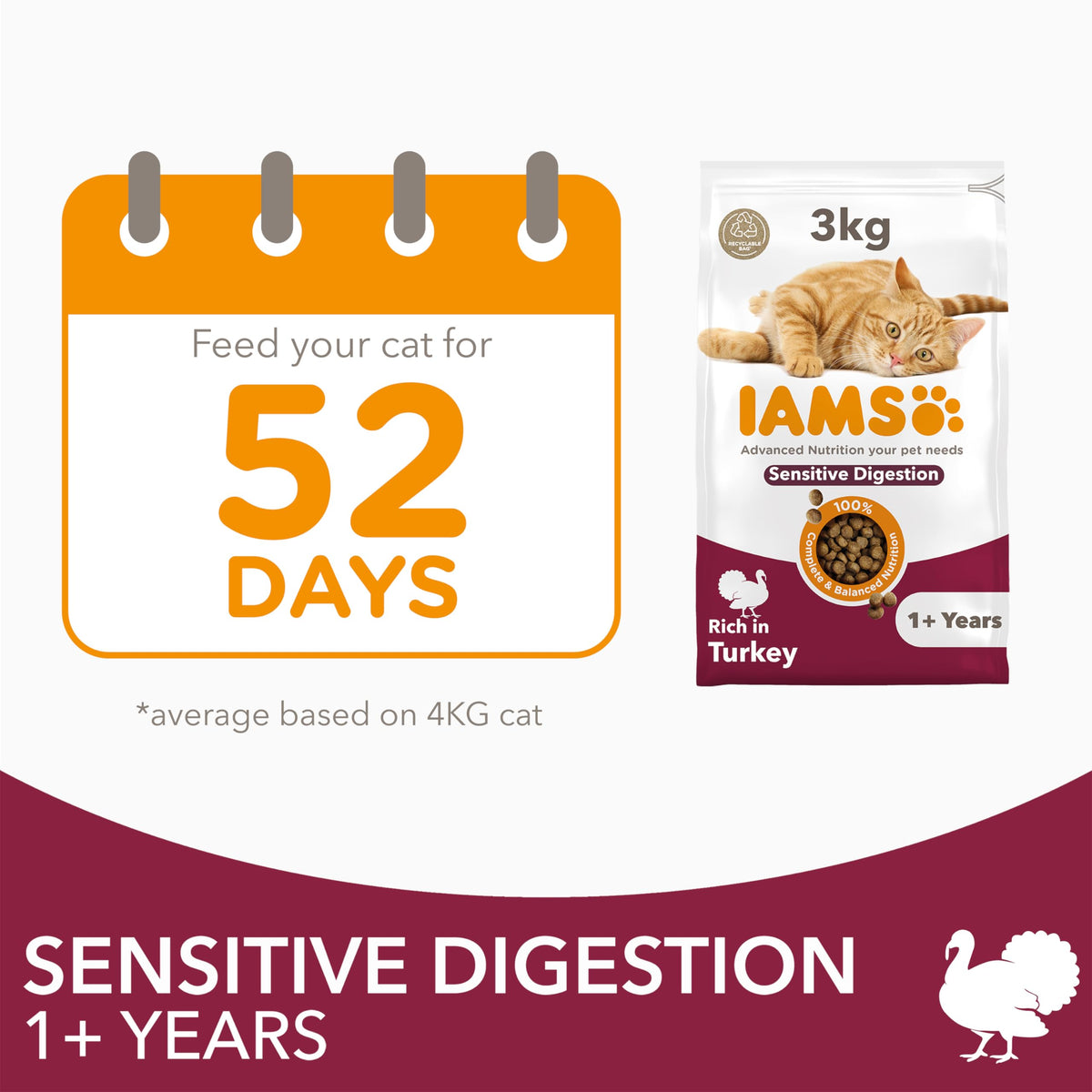 IAMS Adult Complete Dry Cat Food Chicken 3kg - Supports Strong Immune System